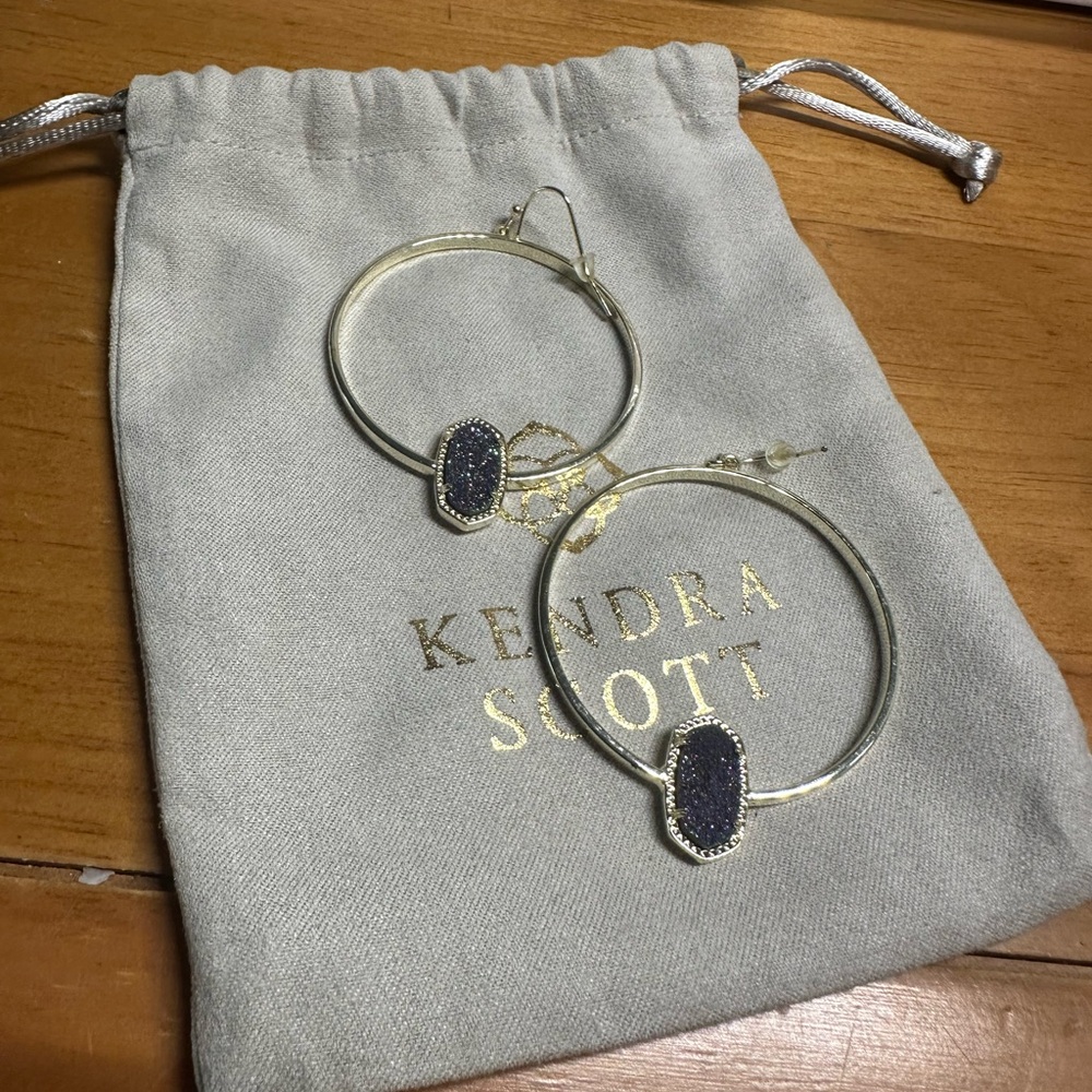 Kendra Scott Silver and Black Hoop Earrings